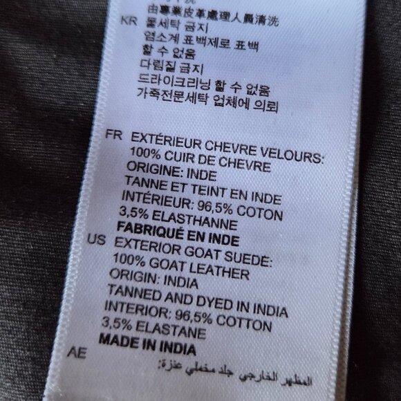 Stunning 100% Goat Leather Suede Black Sandro Skinny Pants - Picture 8 of 8